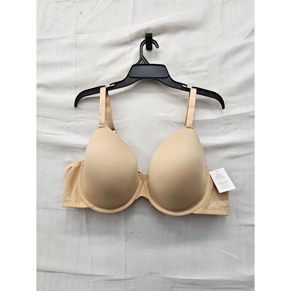 Auden Womens Demi T-Shirt Bra Beige Nylon Blend Casual Size 44C